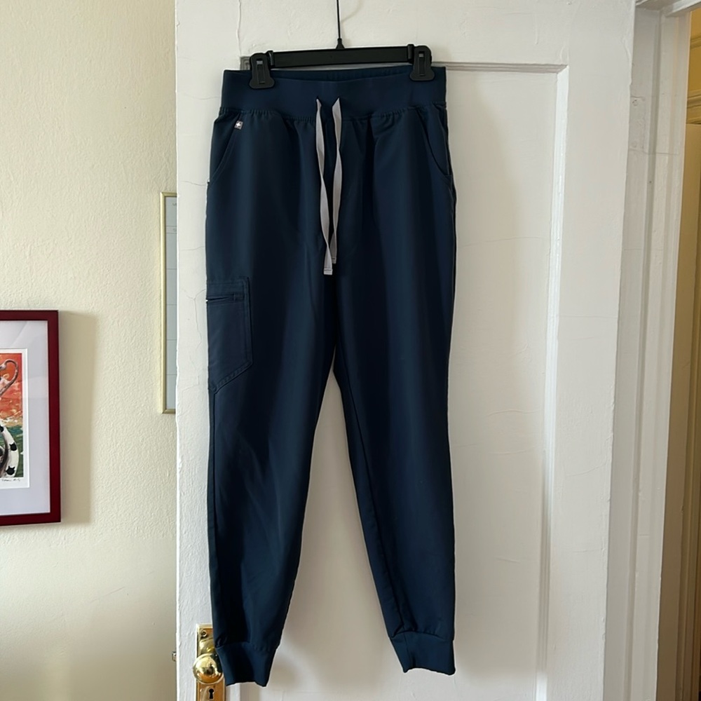 Medium tall Figs dark harbor high waisted jogger scrubs